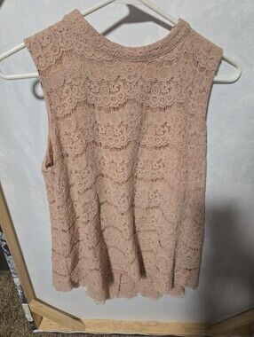Y2K Style Blush Pink Lace Tank Top  Going Out Top Size L